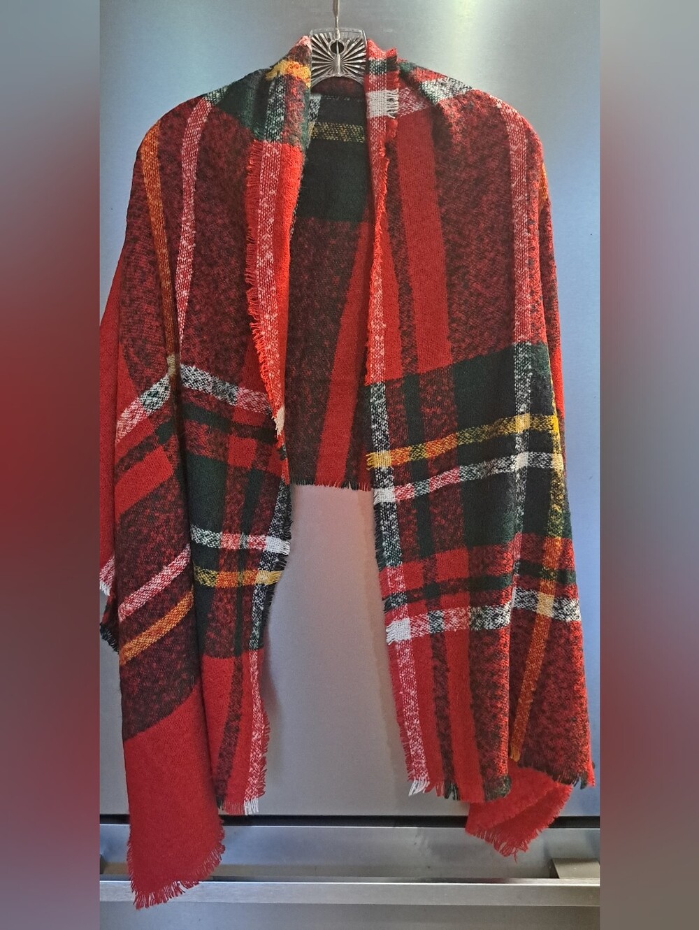 Gorgeous J. Jill Modern Soft Tartan Plaid Oblong Scarf 72 x 24" Winter Wrap